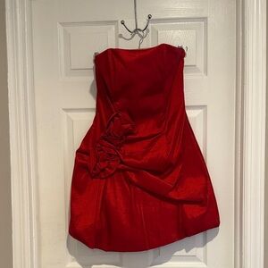 Jessica McClintock Red Satin Cocktail Dress